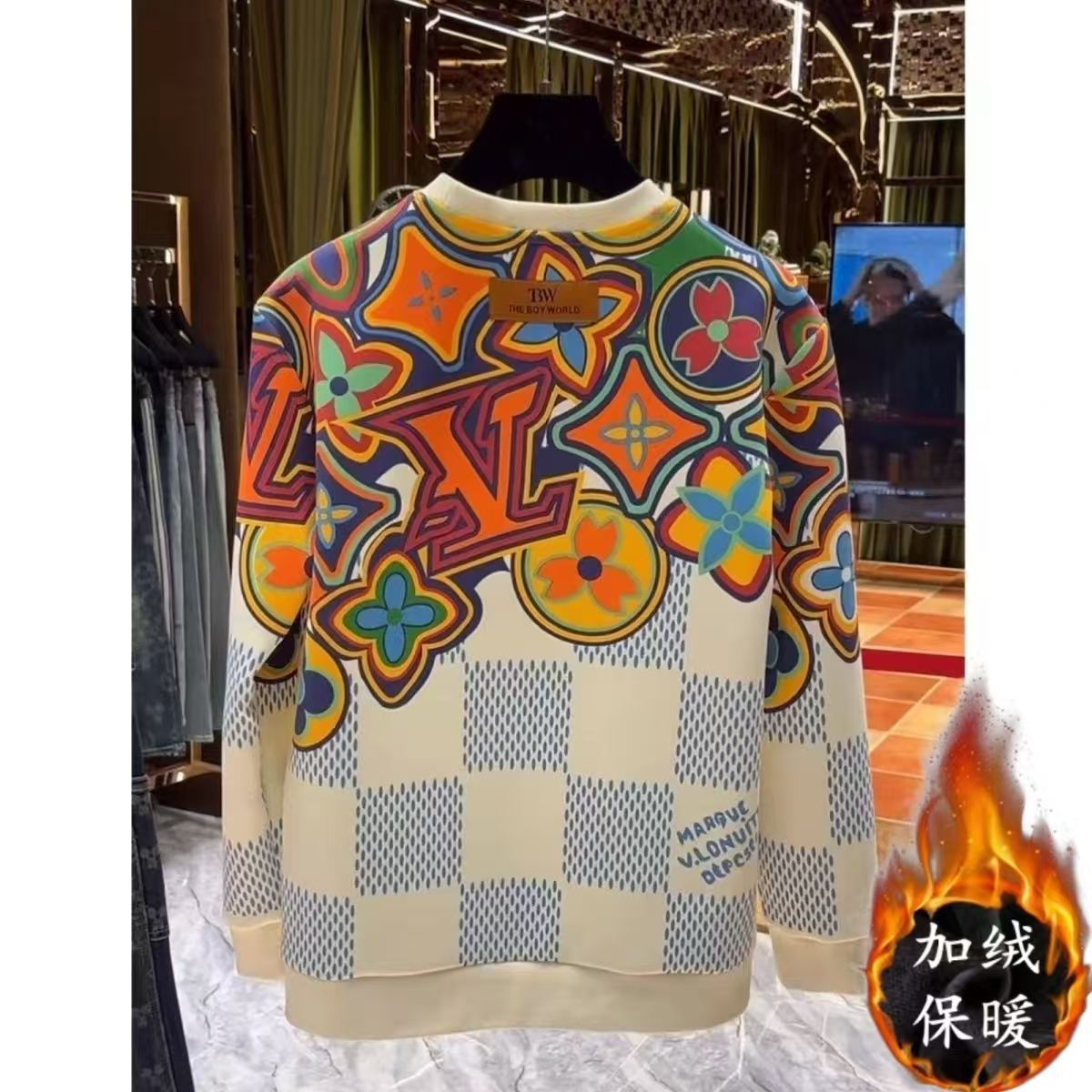 LV Autumn and winter new 2026 young luxury haute couture fashion couple sweatshirt long sleeve high value print casual trend