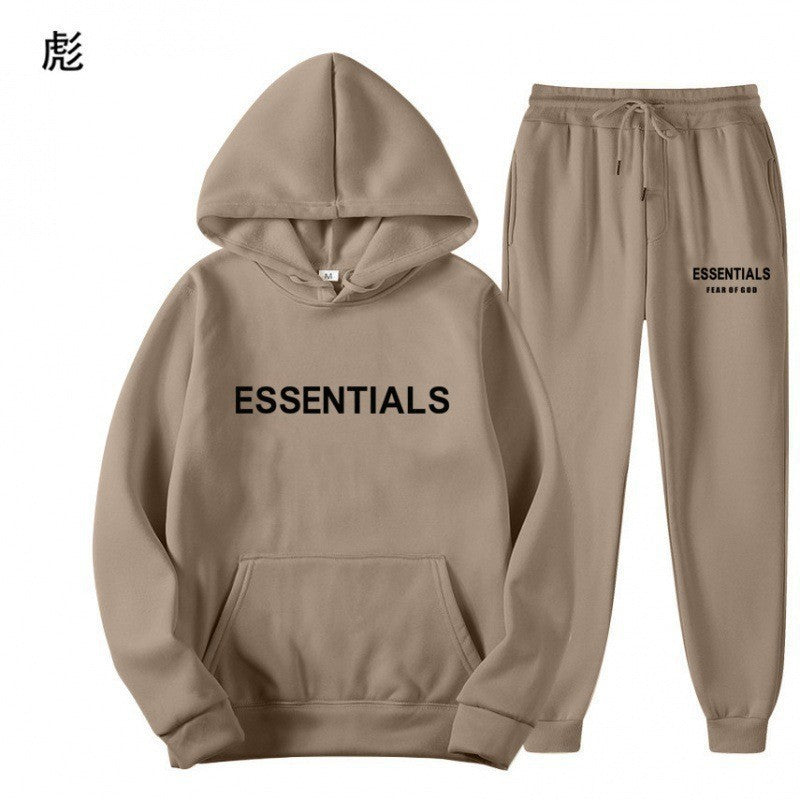 Essentials 2025 Cross-border Men's Spring and Autumn Printed Suit, Hooded Sweatshirt Set, Trendy Casual Sports Two-Piece Set
