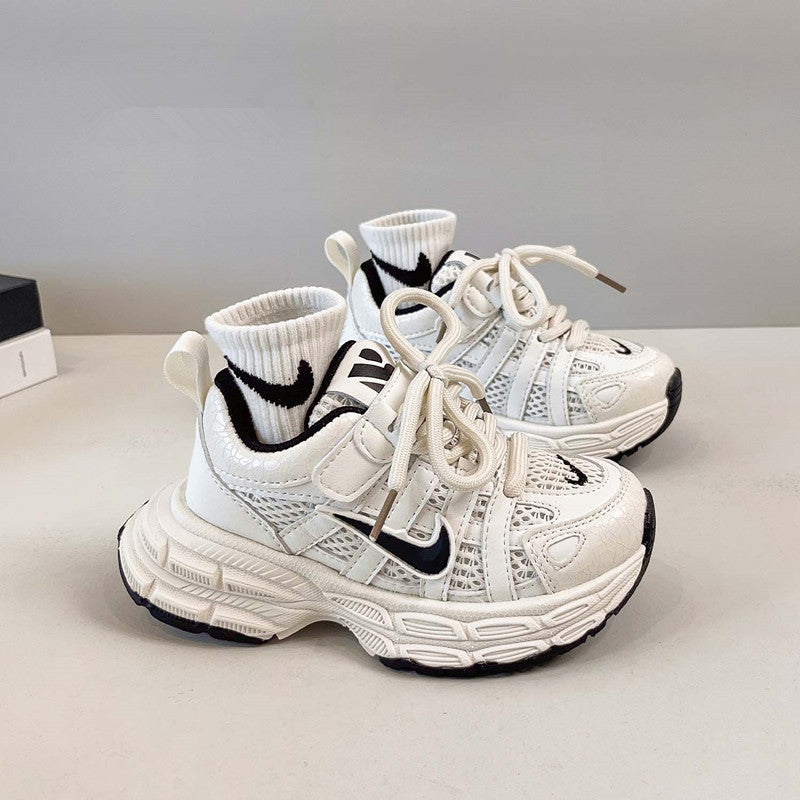 Nike AJ Kids Shoes Silver Sneakers Children's 2025 New Autumn Girls Shoes Trendy Dad Shoes Boys Casual Shoes