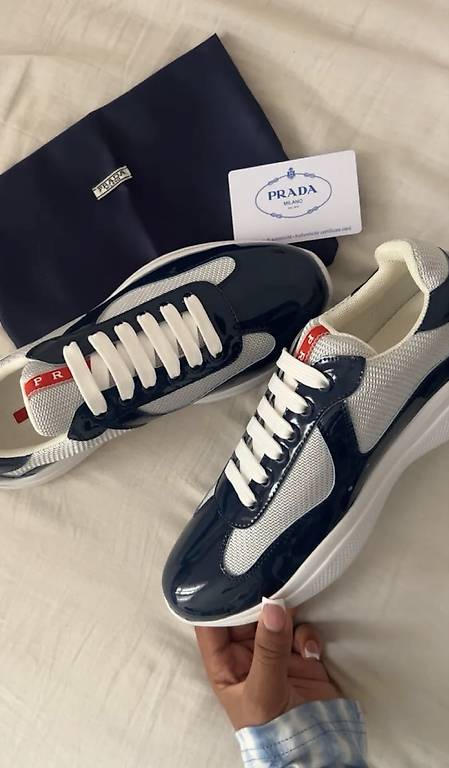 Prada Cross-border patent leather mesh breathable and odor-proof splicing couple fashion and versatile platform casual sports men's shoes trendy shoes
