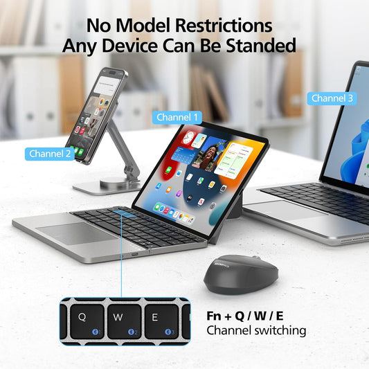 Ultimate Portable Keyboard Suite – 4‑System Bluetooth, Premium Fold‑Over Leather Case, 64‑Key Mini Layout & Ultra‑Thin Touchpad Control