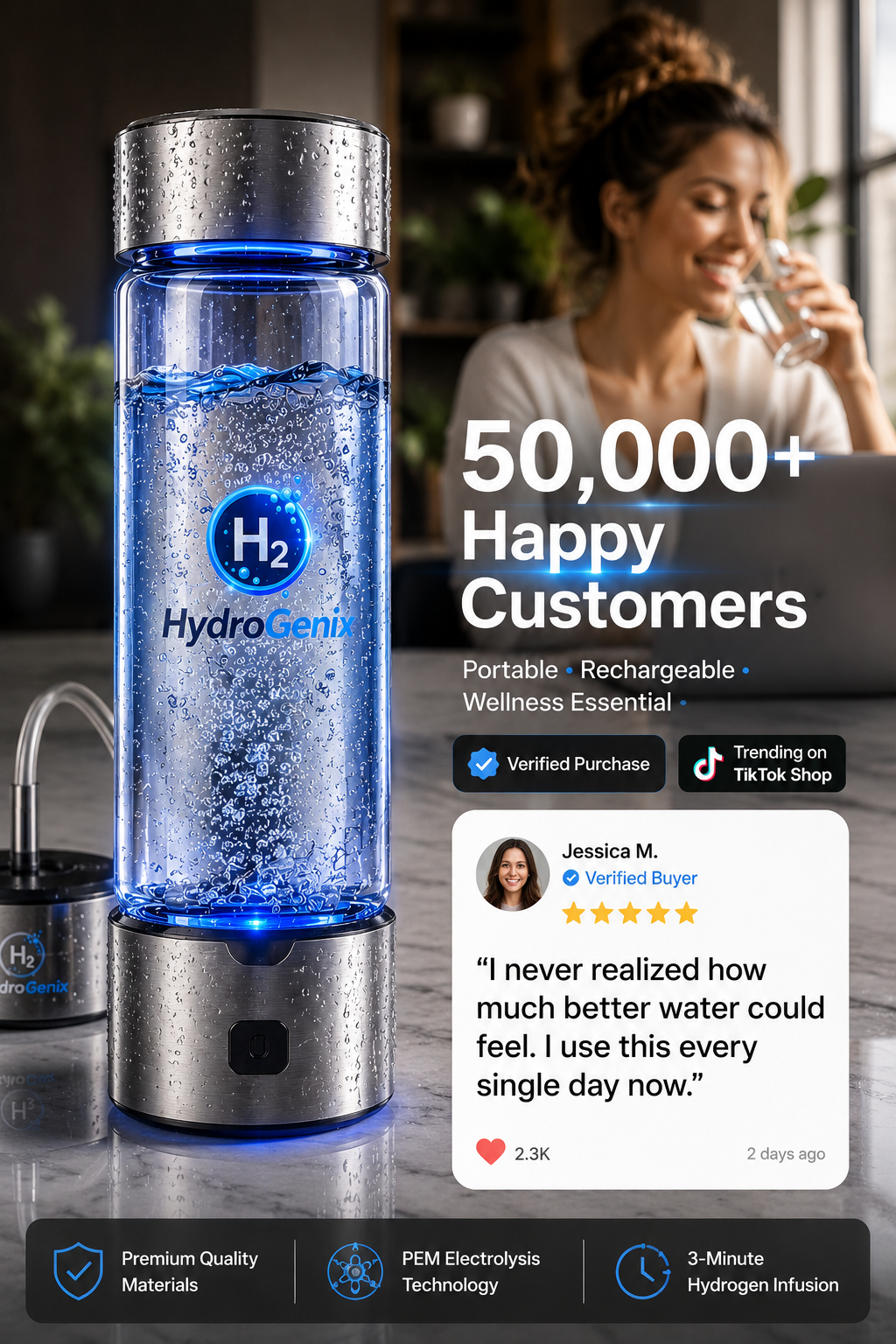H2 HydroGenix™ Hydrogen-Rich Water Pro Gen-5