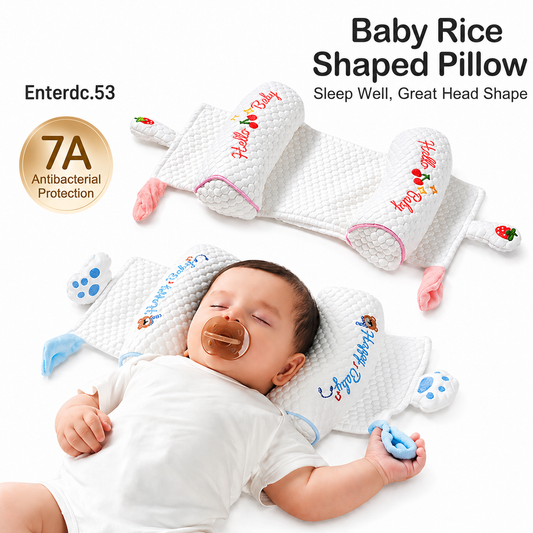 Ergonomic Newborn Baby Head Shaping Pillow – Breathable Millet-Filled Anti-Flat Head Support for Infants 0-6 Months – Adjustable Side Sleeper Positioning Cushion for Healthy Skull Development