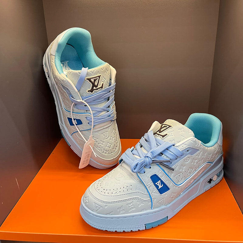 LV Men's Shoes Spring 2025 New Casual Shoes Plus Size Soft-soled Sneakers Men's Lightweight Non Slip Fashion Breathable Board Shoes