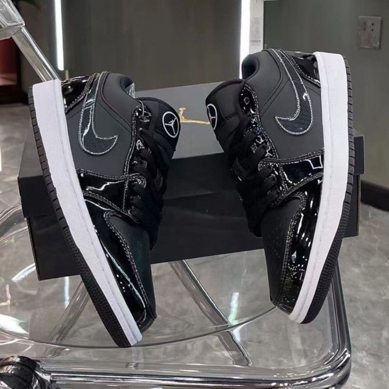 Nike shoes AjExplosive AJ1 Black Warrior All-Star Patent Leather Low-Top Crack Men's and Women's ins Trend Versatile Casual Sports Shoes