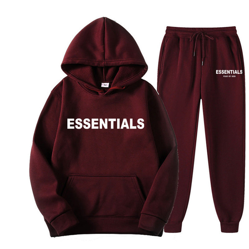 Essentials 2025 Cross-border Men's Spring and Autumn Printed Suit, Hooded Sweatshirt Set, Trendy Casual Sports Two-Piece Set