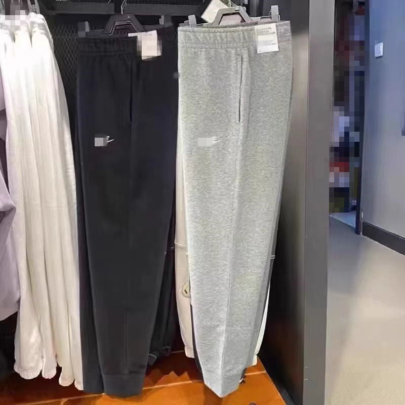 Nike Sweatpants men's & womens spring and autumn couples knitted slacks, women's loose straight pants, breathable and comfortable, cotton versatile pants