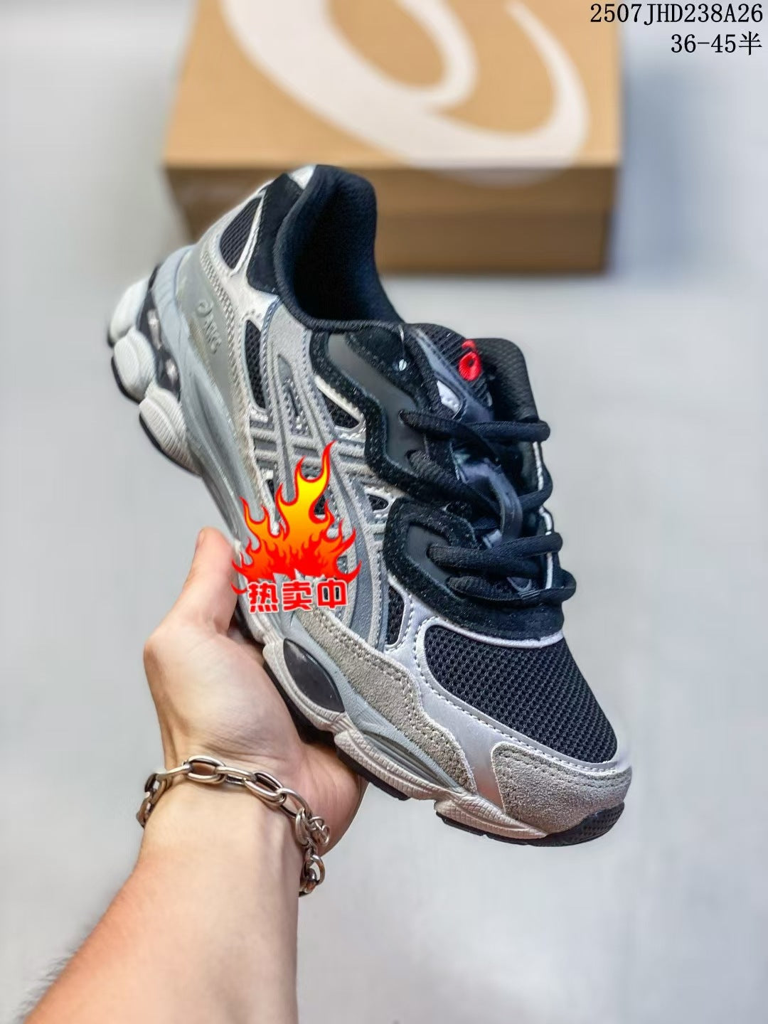 ASICS 2 high versions of men's and women's gel-nyc spliced mesh breathable running shoes for couples non-slip and wear-resistant casual sneakers