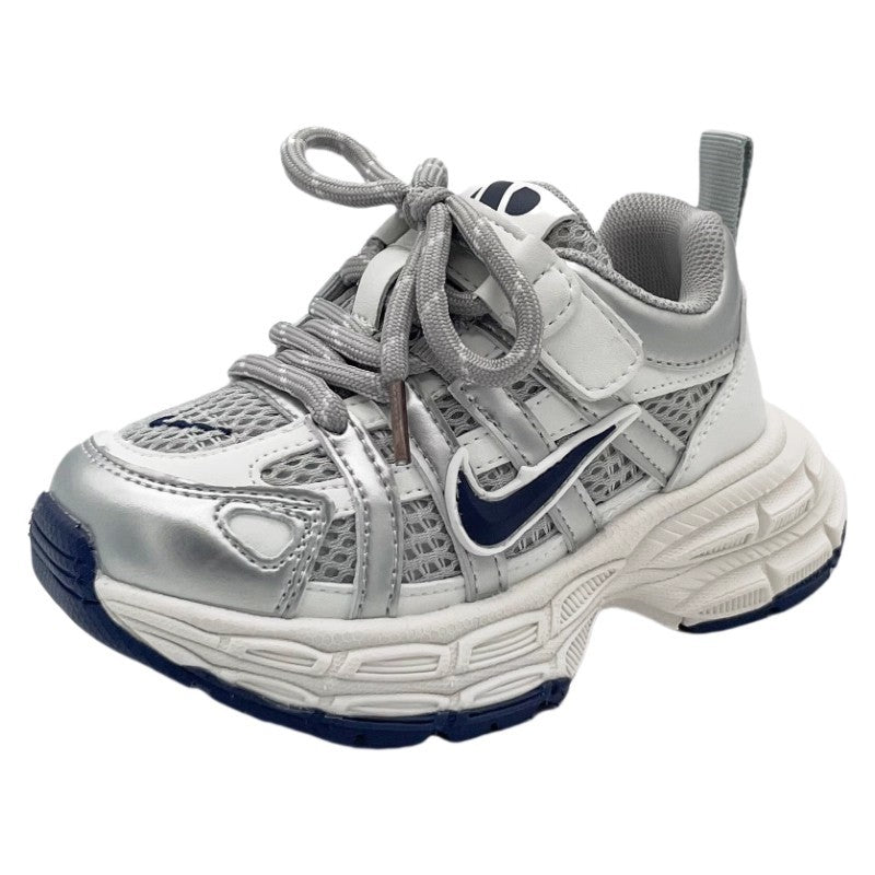 Nike AJ Kids Shoes Silver Sneakers Children's 2025 New Autumn Girls Shoes Trendy Dad Shoes Boys Casual Shoes