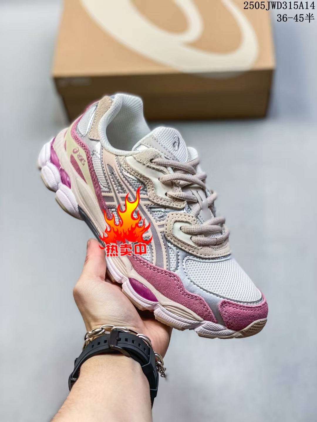 ASICS 2 high versions of men's and women's gel-nyc spliced mesh breathable running shoes for couples non-slip and wear-resistant casual sneakers