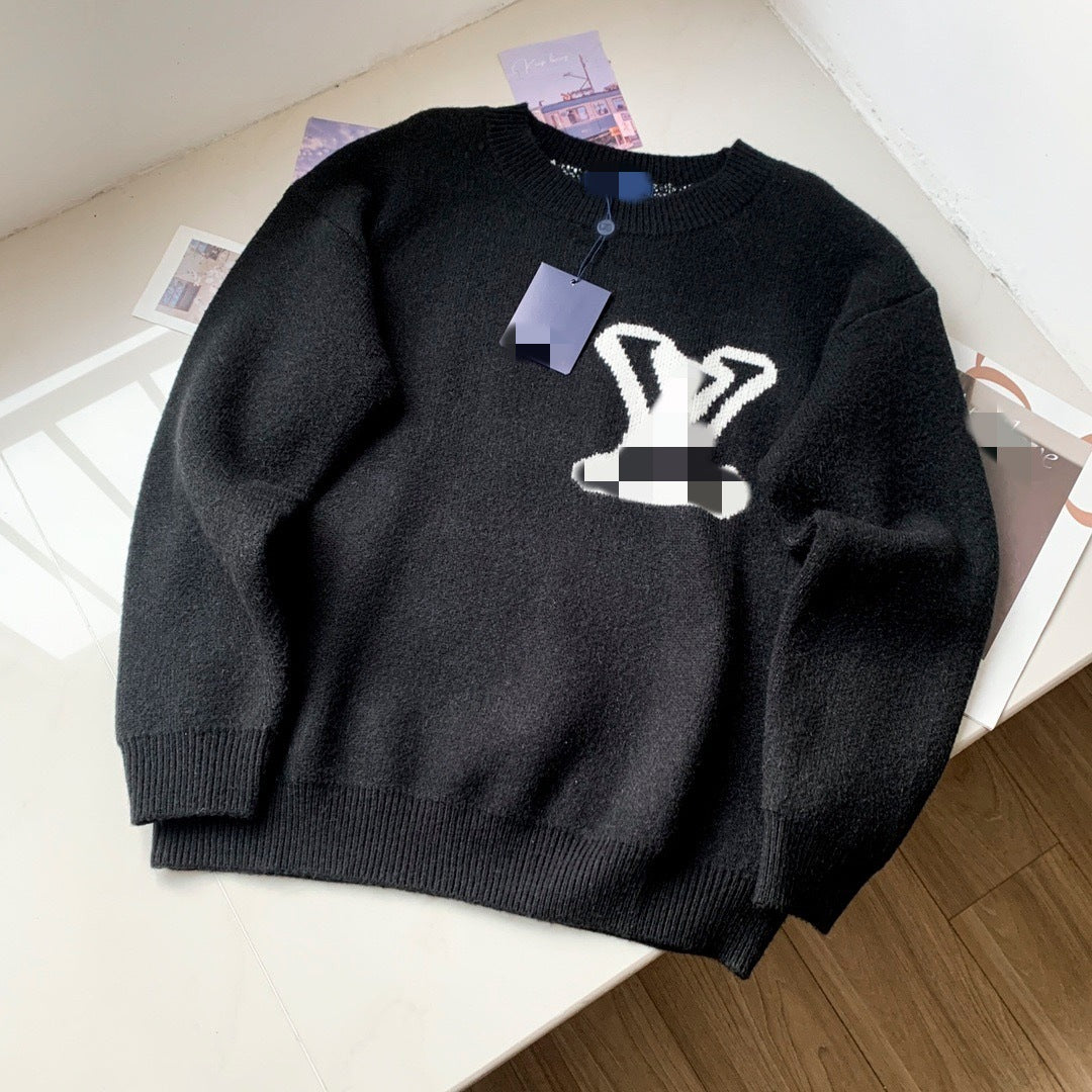 LV "Top correct version" L donkey knitted crew neck sweater.25SS autumn and winter heavy industry meticulously produces men and women