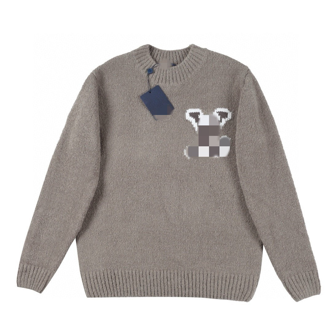 LV "Top correct version" L donkey knitted crew neck sweater.25SS autumn and winter heavy industry meticulously produces men and women