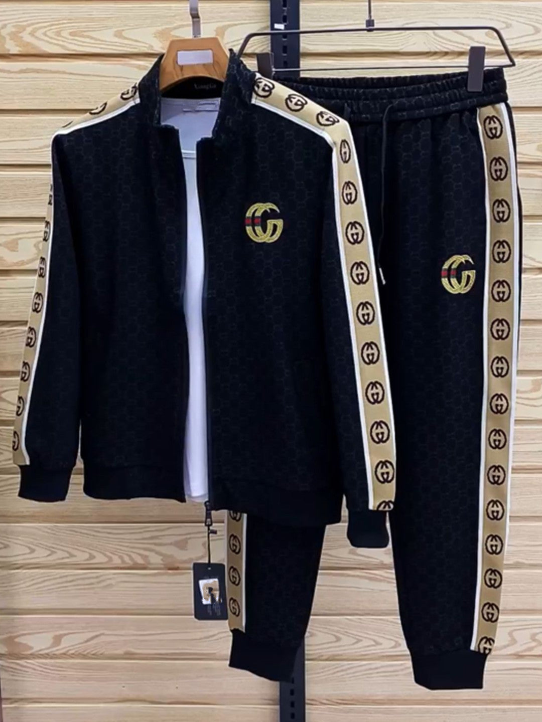 Gucci Spring and Autumn New Athleisure Two-Piece Men's Stand Collar Cardigan Jacket Long Sleeve Fashion Trend Pants Suit Trend