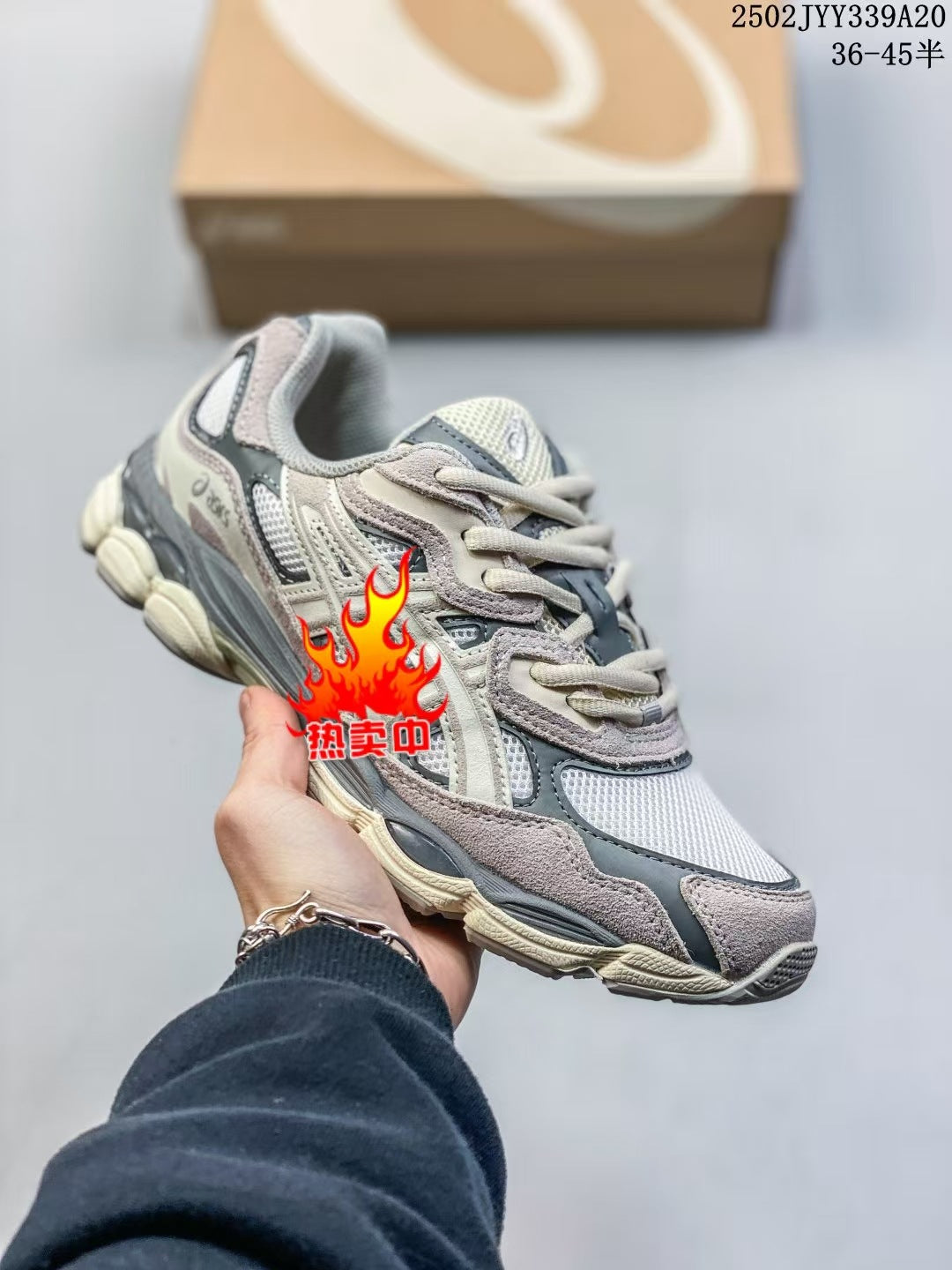 ASICS 2 high versions of men's and women's gel-nyc spliced mesh breathable running shoes for couples non-slip and wear-resistant casual sneakers