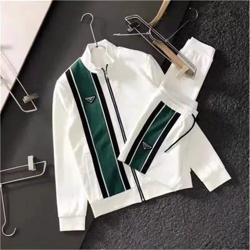 Prada 2026 light luxury new casual suit men's jacket trendy jacket trousers fashion two-piece sports suit