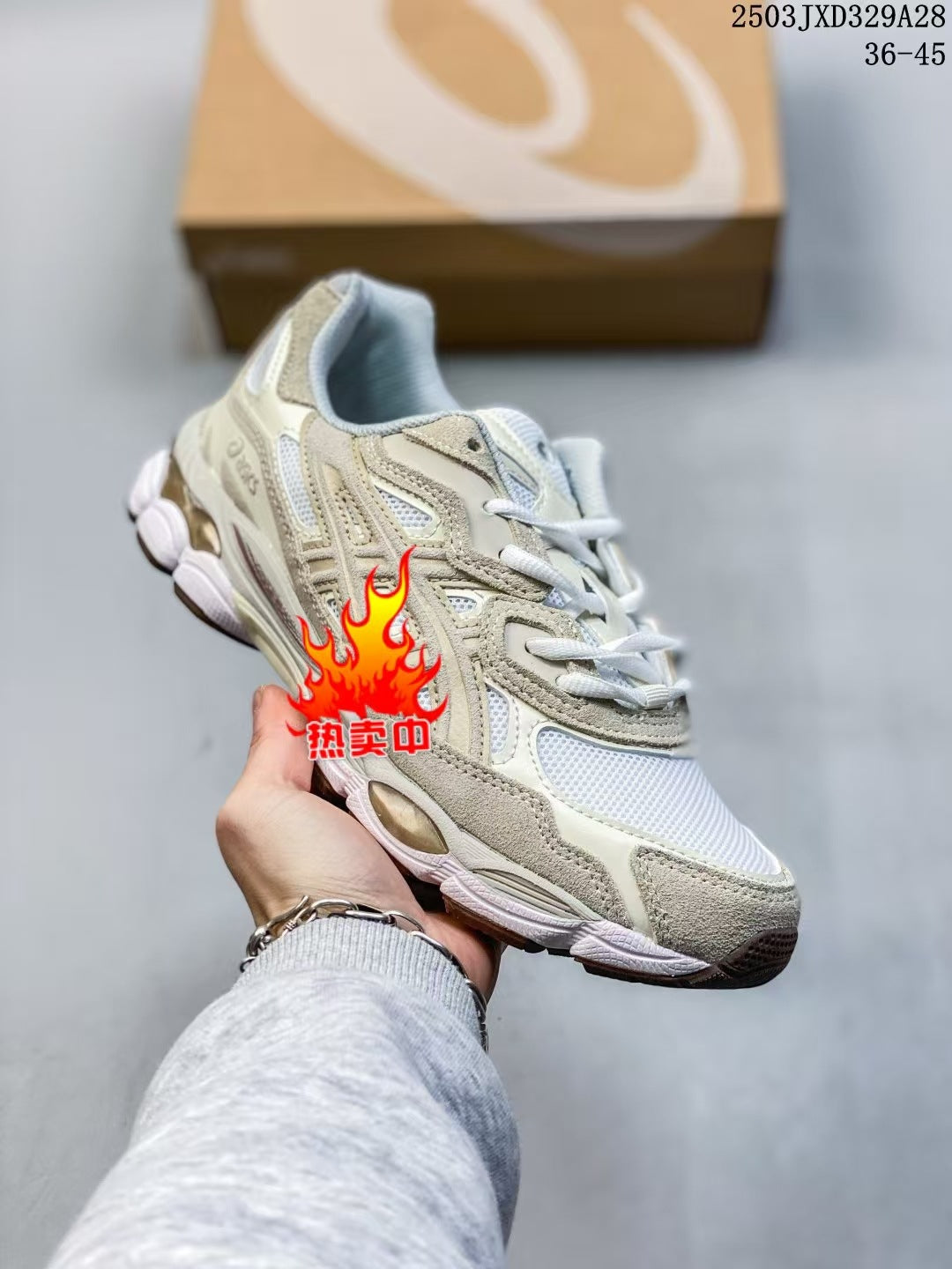 ASICS 2 high versions of men's and women's gel-nyc spliced mesh breathable running shoes for couples non-slip and wear-resistant casual sneakers
