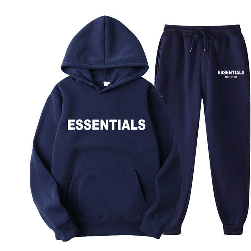 Essentials 2025 Cross-border Men's Spring and Autumn Printed Suit, Hooded Sweatshirt Set, Trendy Casual Sports Two-Piece Set