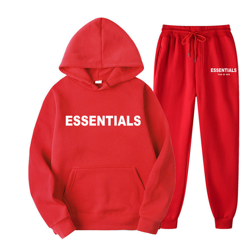 Essentials 2025 Cross-border Men's Spring and Autumn Printed Suit, Hooded Sweatshirt Set, Trendy Casual Sports Two-Piece Set