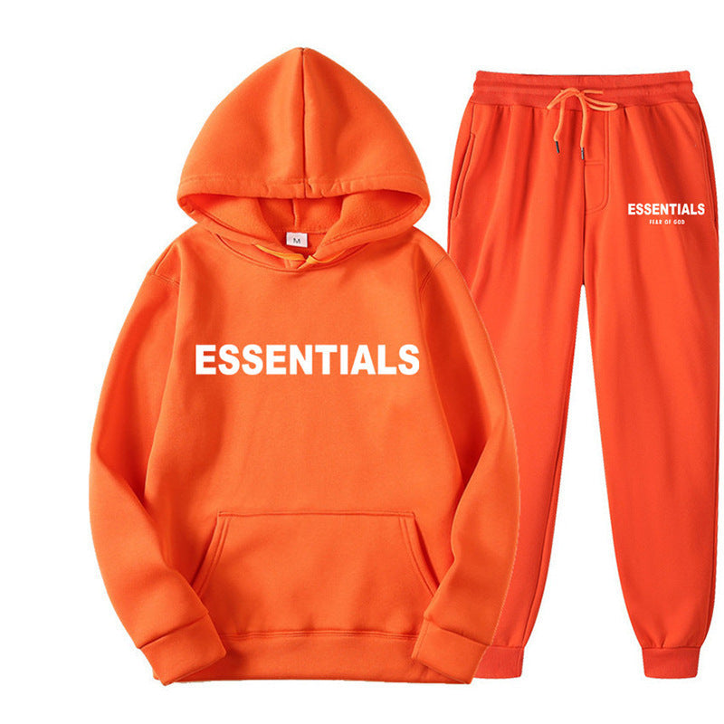 Essentials 2025 Cross-border Men's Spring and Autumn Printed Suit, Hooded Sweatshirt Set, Trendy Casual Sports Two-Piece Set