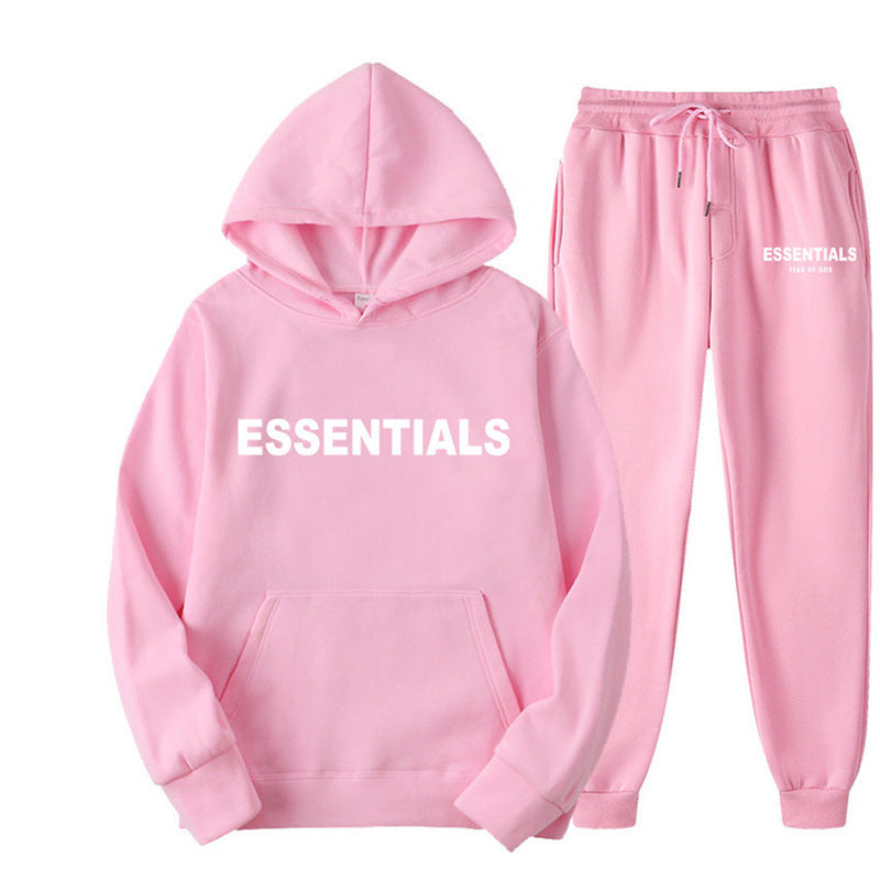 Essentials 2025 Cross-border Men's Spring and Autumn Printed Suit, Hooded Sweatshirt Set, Trendy Casual Sports Two-Piece Set