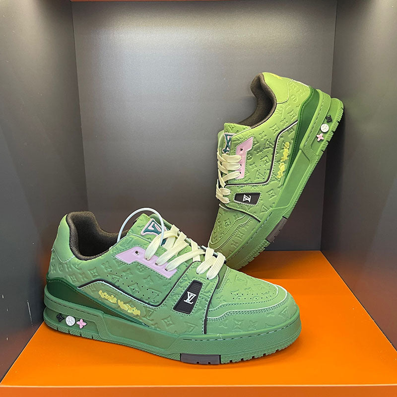 LV Men's Shoes Spring 2025 New Casual Shoes Plus Size Soft-soled Sneakers Men's Lightweight Non Slip Fashion Breathable Board Shoes