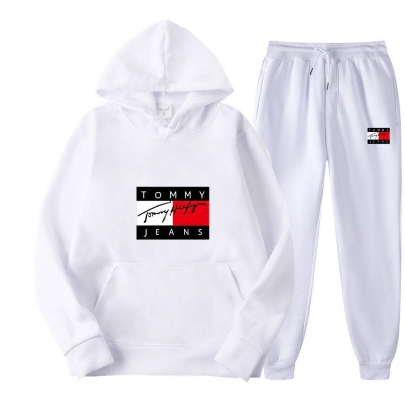 TOMMY Spring and Autumn Sportswear Trend Suits Men's Casual Sportswear Hooded Sweatshirts Men's and Women's Running Sportswear Sets