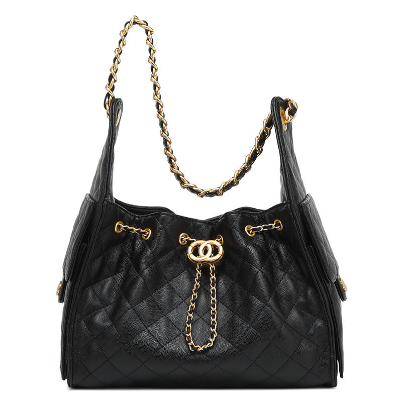 Chanel 2026 New Lingge Chain Oil Wax Leather Small Fragrance Tote Lingge DIY Chain Armpit Large Capacity Shoulder Bag