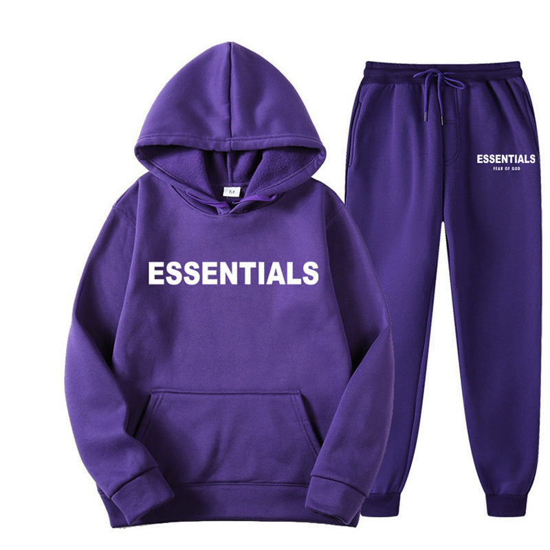 Essentials 2025 Cross-border Men's Spring and Autumn Printed Suit, Hooded Sweatshirt Set, Trendy Casual Sports Two-Piece Set