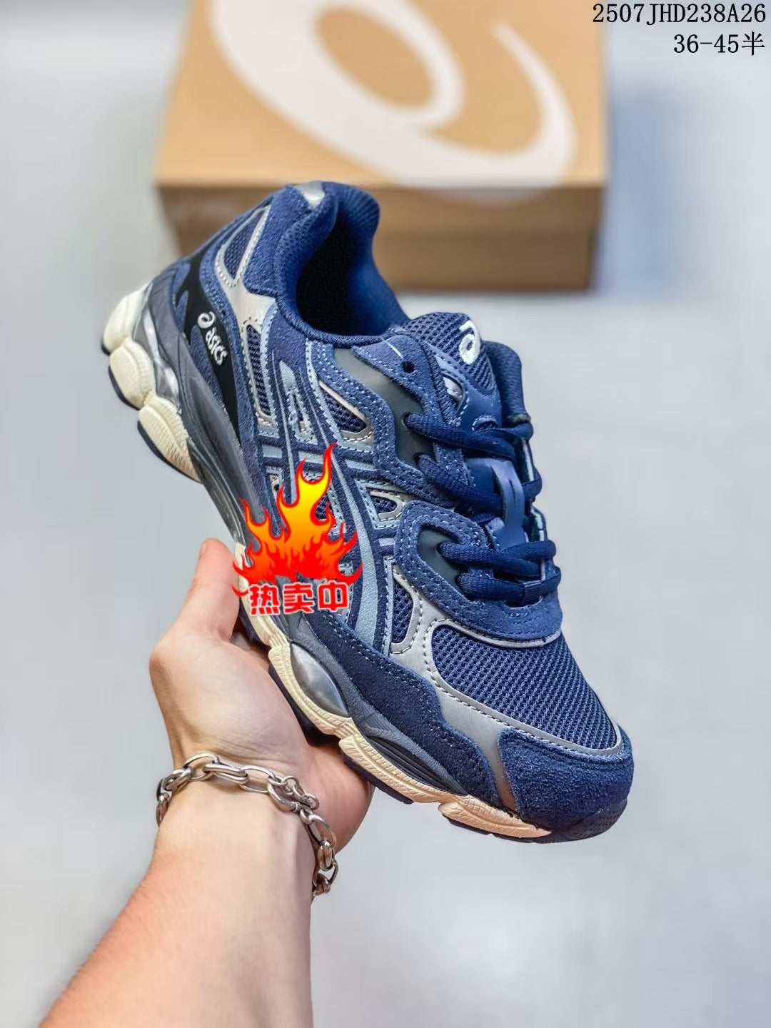 ASICS 2 high versions of men's and women's gel-nyc spliced mesh breathable running shoes for couples non-slip and wear-resistant casual sneakers