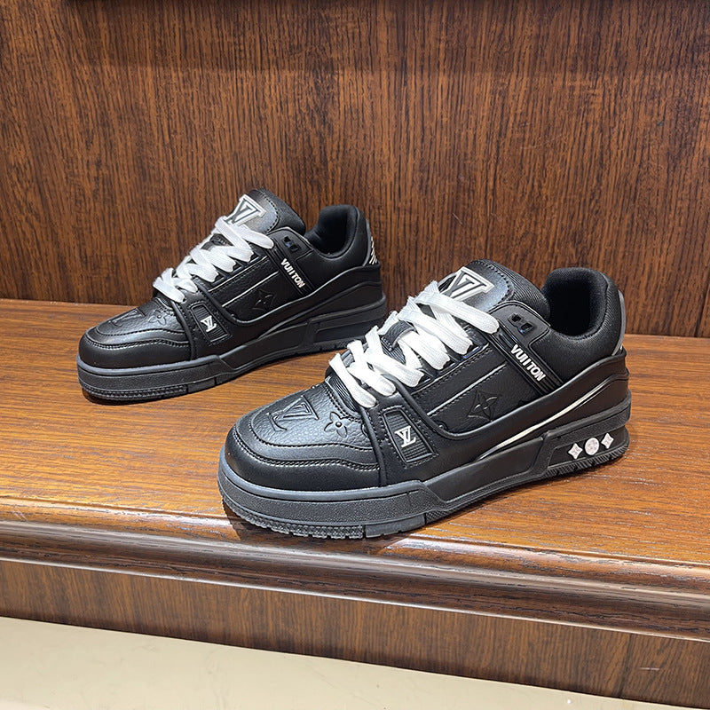 LV Men's Shoes Spring 2025 New Casual Shoes Plus Size Soft-soled Sneakers Men's Lightweight Non Slip Fashion Breathable Board Shoes