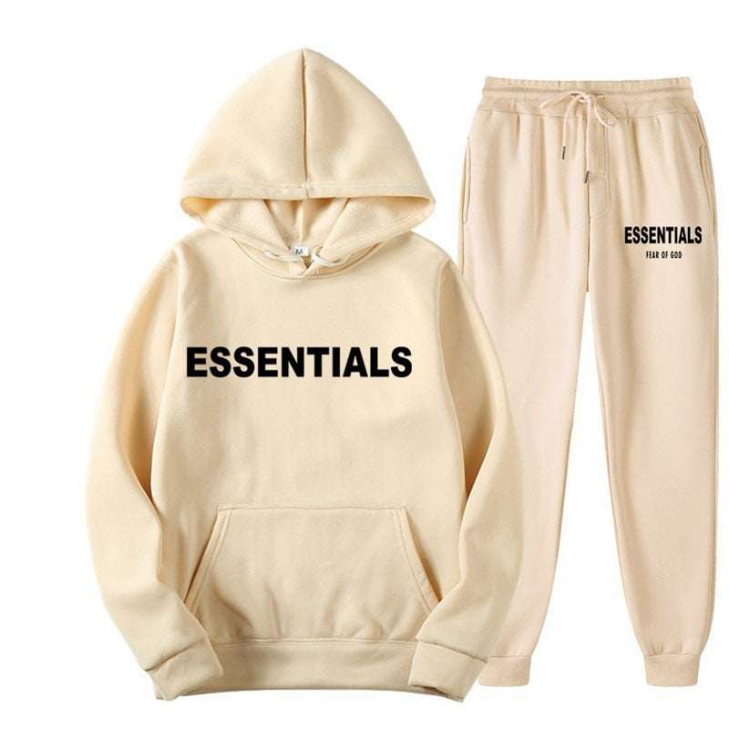 Essentials 2025 Cross-border Men's Spring and Autumn Printed Suit, Hooded Sweatshirt Set, Trendy Casual Sports Two-Piece Set