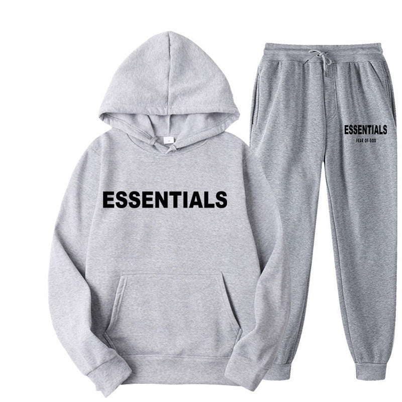 Essentials 2025 Cross-border Men's Spring and Autumn Printed Suit, Hooded Sweatshirt Set, Trendy Casual Sports Two-Piece Set