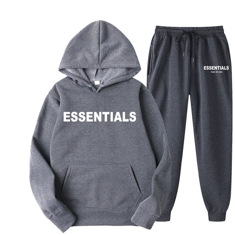 Essentials 2025 Cross-border Men's Spring and Autumn Printed Suit, Hooded Sweatshirt Set, Trendy Casual Sports Two-Piece Set