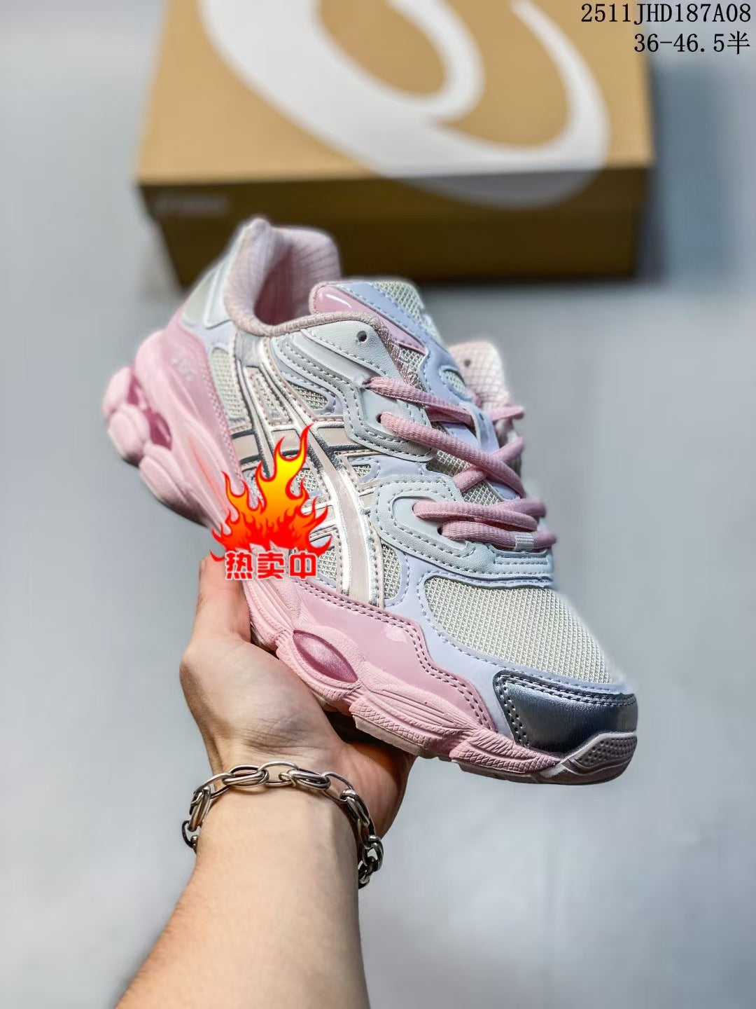 ASICS 2 high versions of men's and women's gel-nyc spliced mesh breathable running shoes for couples non-slip and wear-resistant casual sneakers