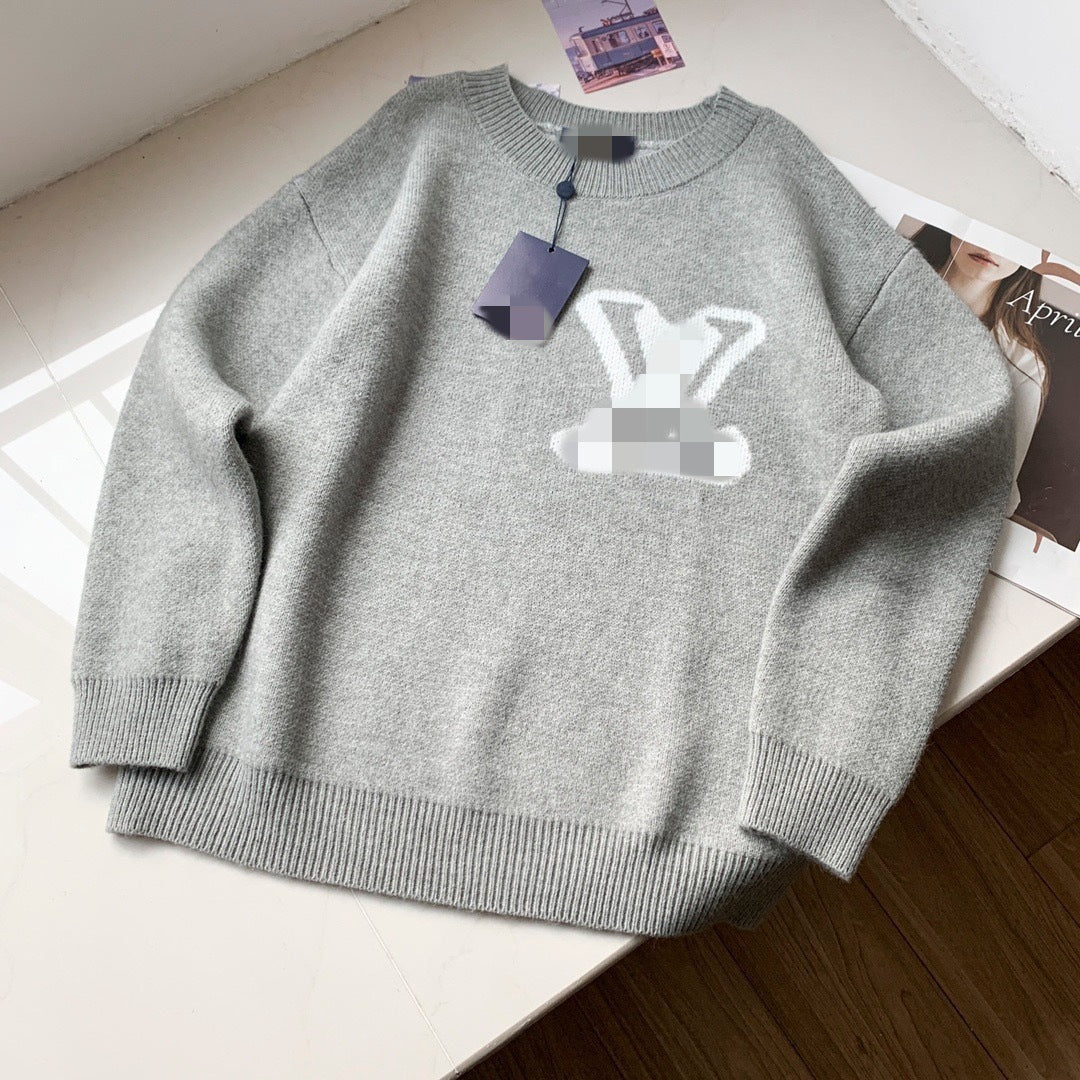 LV "Top correct version" L donkey knitted crew neck sweater.25SS autumn and winter heavy industry meticulously produces men and women