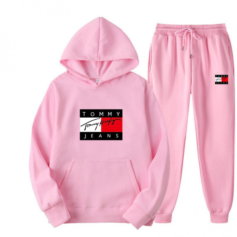 TOMMY Spring and Autumn Sportswear Trend Suits Men's Casual Sportswear Hooded Sweatshirts Men's and Women's Running Sportswear Sets