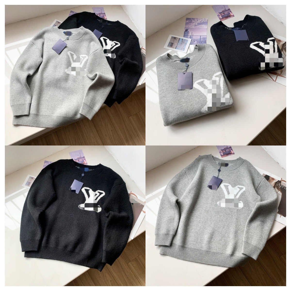LV "Top correct version" L donkey knitted crew neck sweater.25SS autumn and winter heavy industry meticulously produces men and women