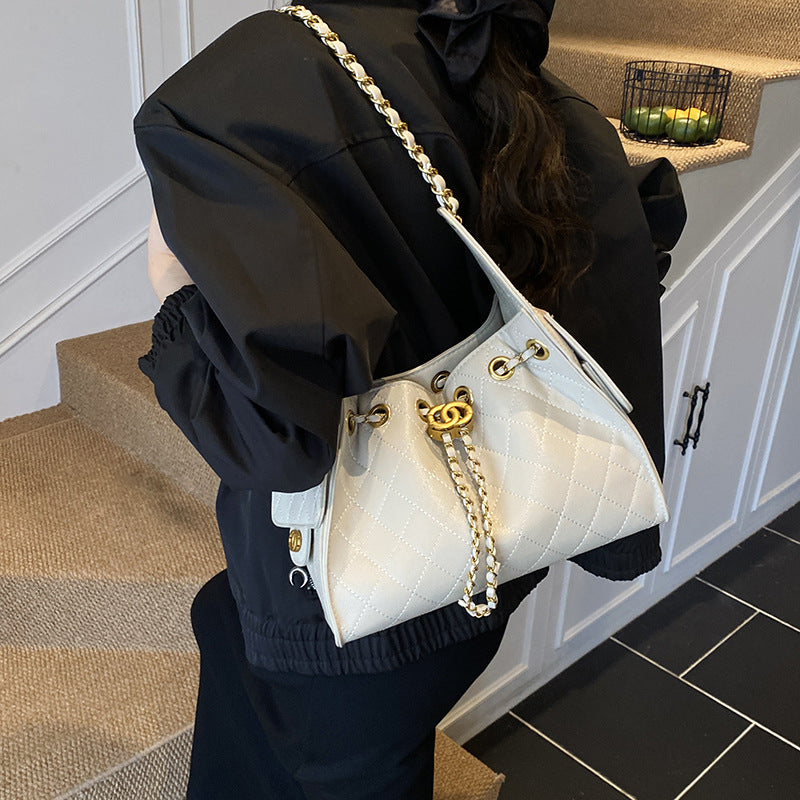 Lingge chain bag women's 2025 new crossbody bag autumn and winter niche design is popular this year