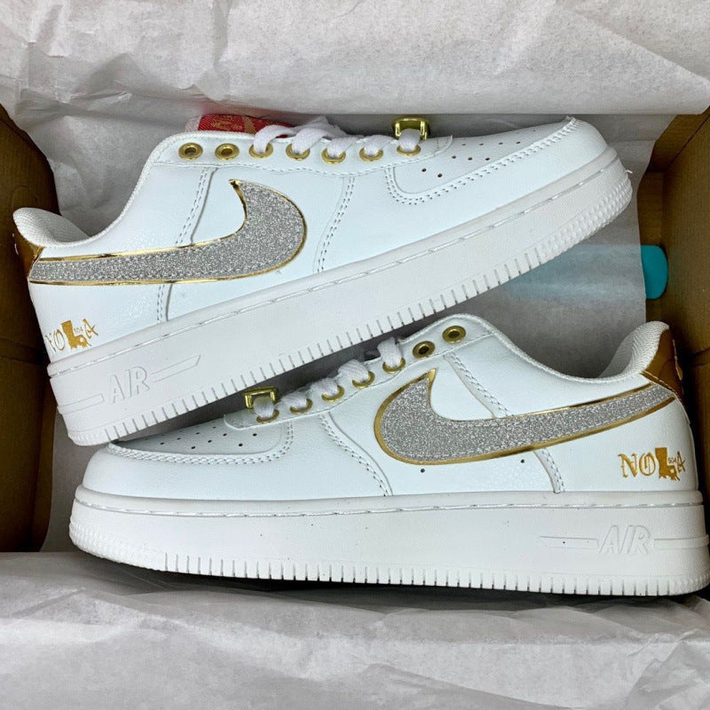 Nike shoes Explosive AF1 Silver Campus Cheap Casual Versatile Men and Women Ins Couple Trend Luck Adult Order Breathable
