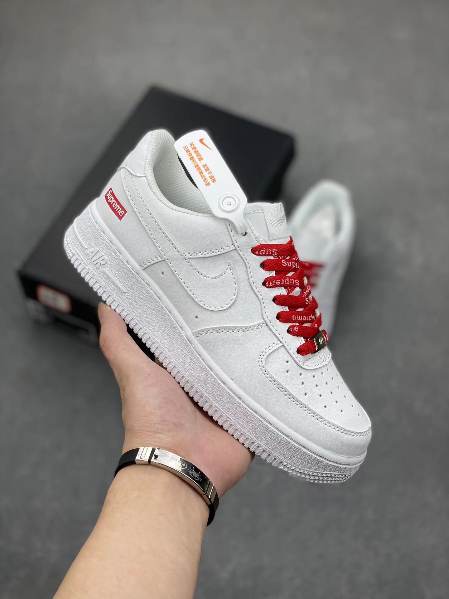 Nike Putian High Quality AF1 Air Force One Valentine's Day White Hook Male and Female Couple Campus Versatile Heightened Athletic Board Shoes
