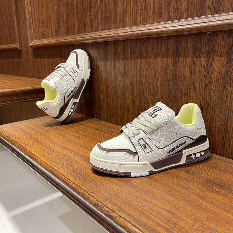 LV Men's Shoes Spring 2025 New Casual Shoes Plus Size Soft-soled Sneakers Men's Lightweight Non Slip Fashion Breathable Board Shoes