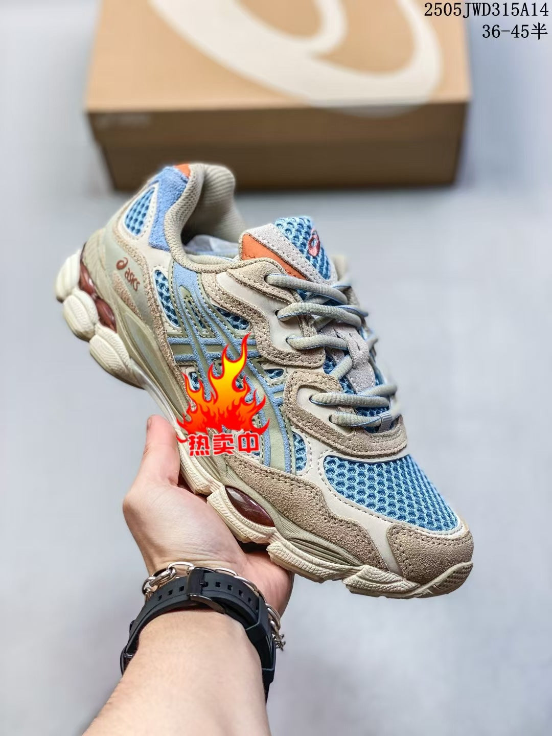 ASICS 2 high versions of men's and women's gel-nyc spliced mesh breathable running shoes for couples non-slip and wear-resistant casual sneakers