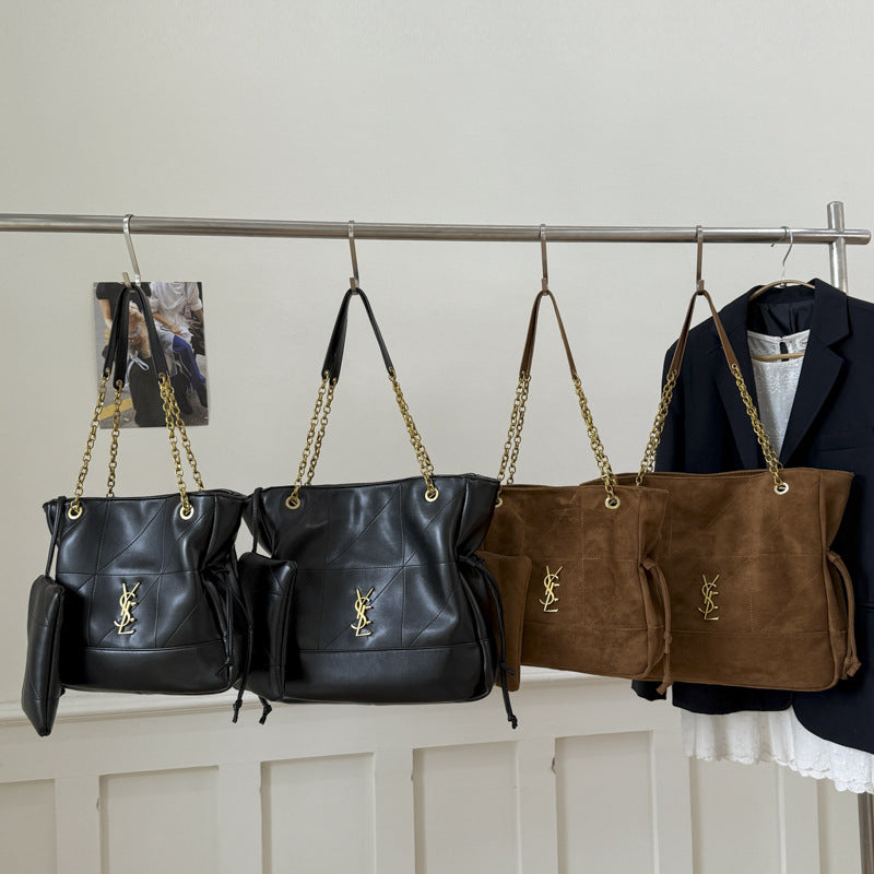YSL Vintage chain tote bag poplar forest suede bag high-end trendy large capacity commuter single shoulder armpit mother-in-law bag
