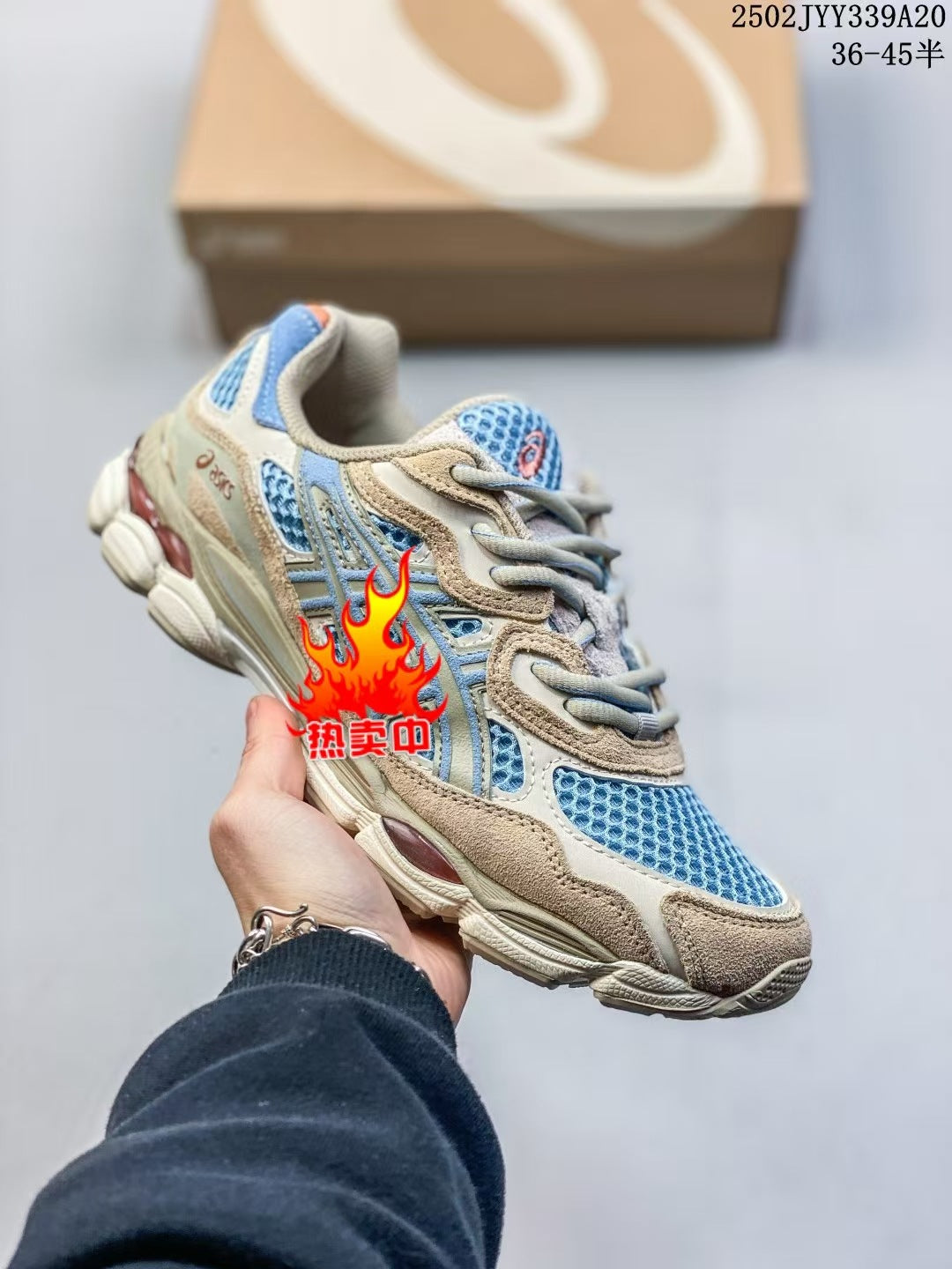 ASICS 2 high versions of men's and women's gel-nyc spliced mesh breathable running shoes for couples non-slip and wear-resistant casual sneakers