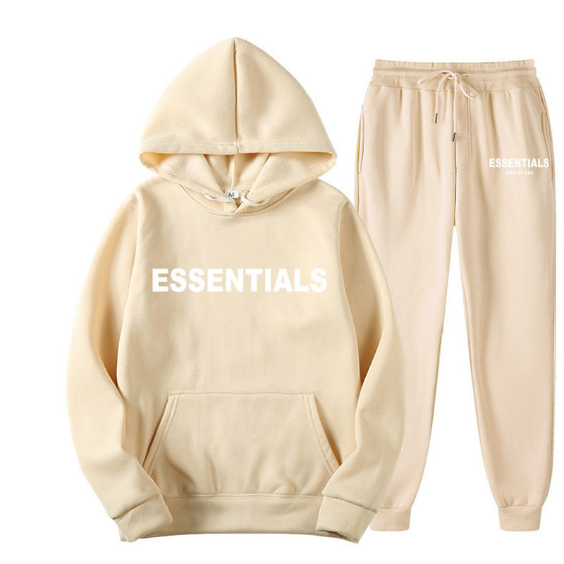 Essentials 2025 Cross-border Men's Spring and Autumn Printed Suit, Hooded Sweatshirt Set, Trendy Casual Sports Two-Piece Set