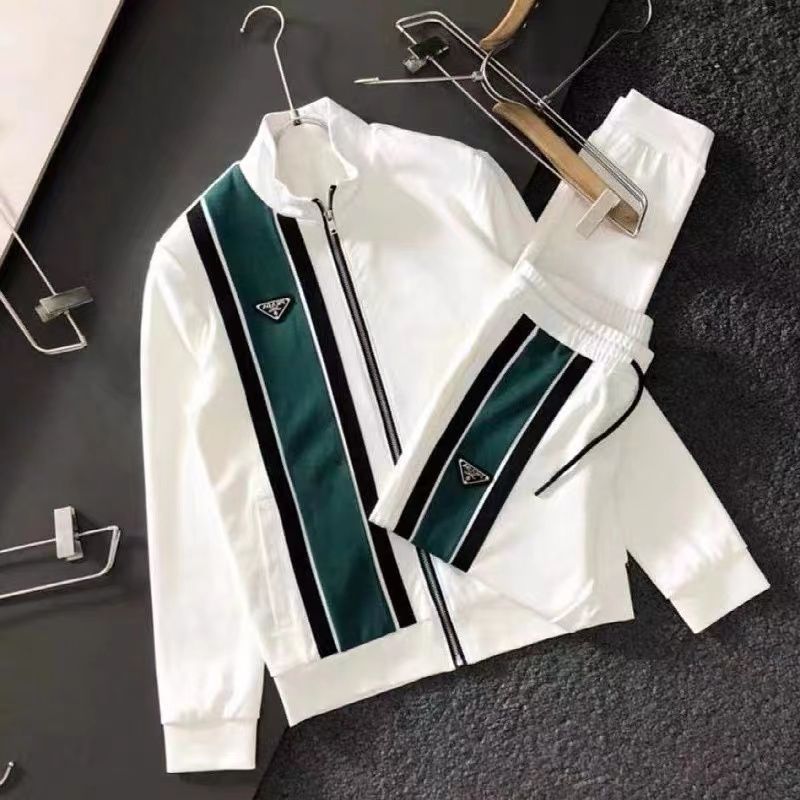 Prada 2026 light luxury new casual suit men's jacket trendy jacket trousers fashion two-piece sports suit