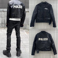 25. European and American new autumn and winter retro racing suits, heavy industry PU leather jackets, spliced embroidery jackets, men's and women's jackets, motorcycle suits