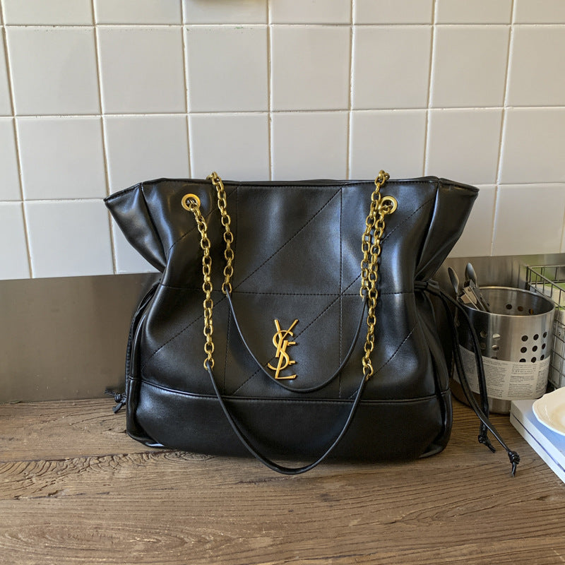 YSL Vintage chain tote bag poplar forest suede bag high-end trendy large capacity commuter single shoulder armpit mother-in-law bag