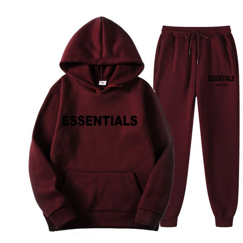 Essentials 2025 Cross-border Men's Spring and Autumn Printed Suit, Hooded Sweatshirt Set, Trendy Casual Sports Two-Piece Set