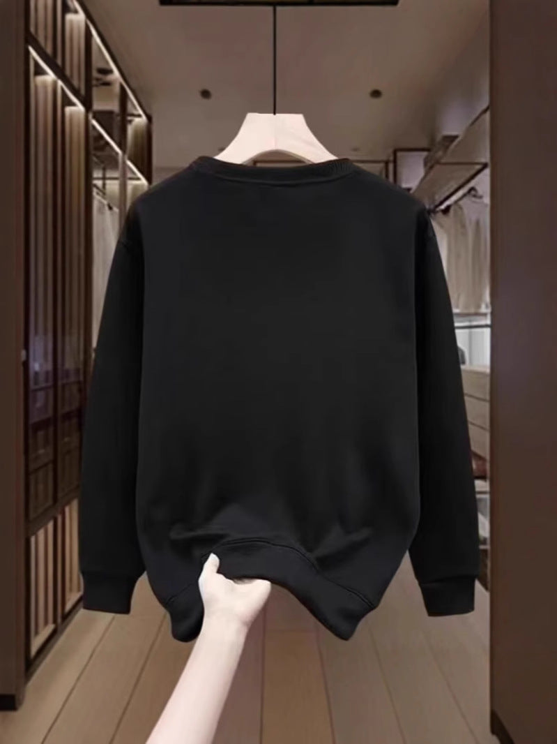 Big-name foreign trade fleece counters withdraw sweatshirts for men and women, autumn and winter trendy brands, fleece crew necks, hatless and loose long-sleeved tops